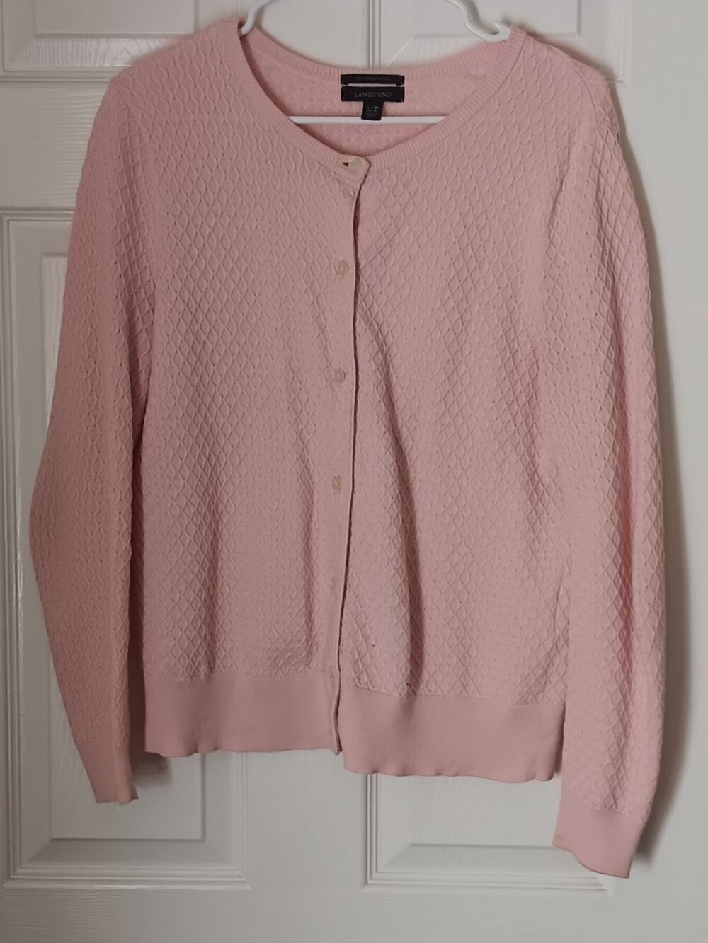 Lands end Pink Cableknit Sweater Cardigan